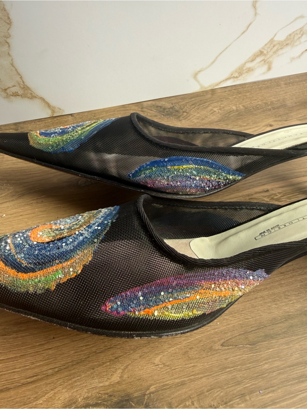 Authentic Vintage Y2K Vicini (Giuseppe Zanotti Design) Cosmic Galaxy Mesh Mules - Picture 8 of 8